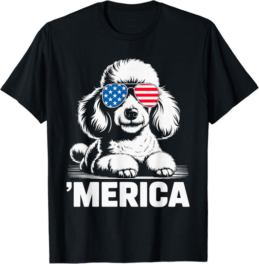 Patriotic Poodle 4th Of July American Flag America T-Shirt