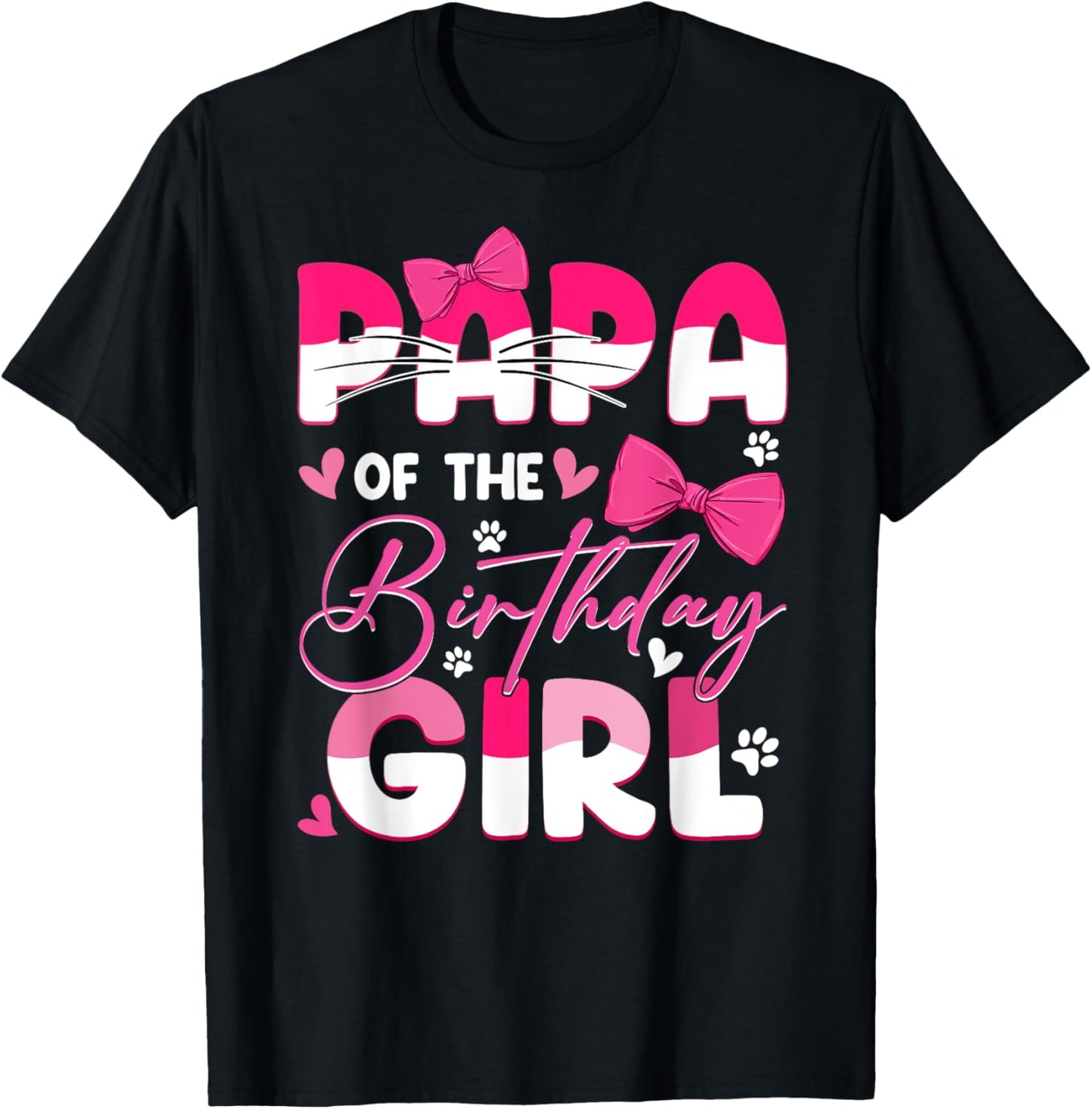 Papa Of The Birthday Girl Cat Kitty Family Matching T-Shirt