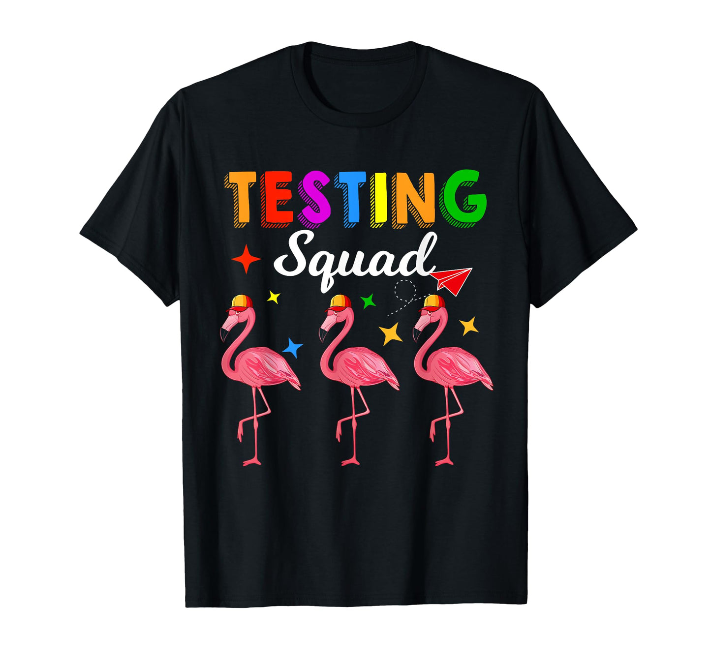 Testing Squad Three Cute Flamingos Test Day Teacher Students T-Shirt