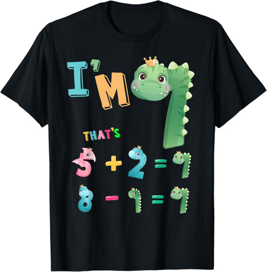 Maths 7th Birthday Outfit Idea For Kids & 7 Year Old Numbers T-Shirt