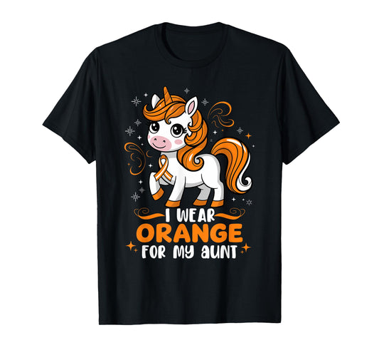 MS Awareness Unicorn I Wear Orange for Support Aunt Auntie T-Shirt