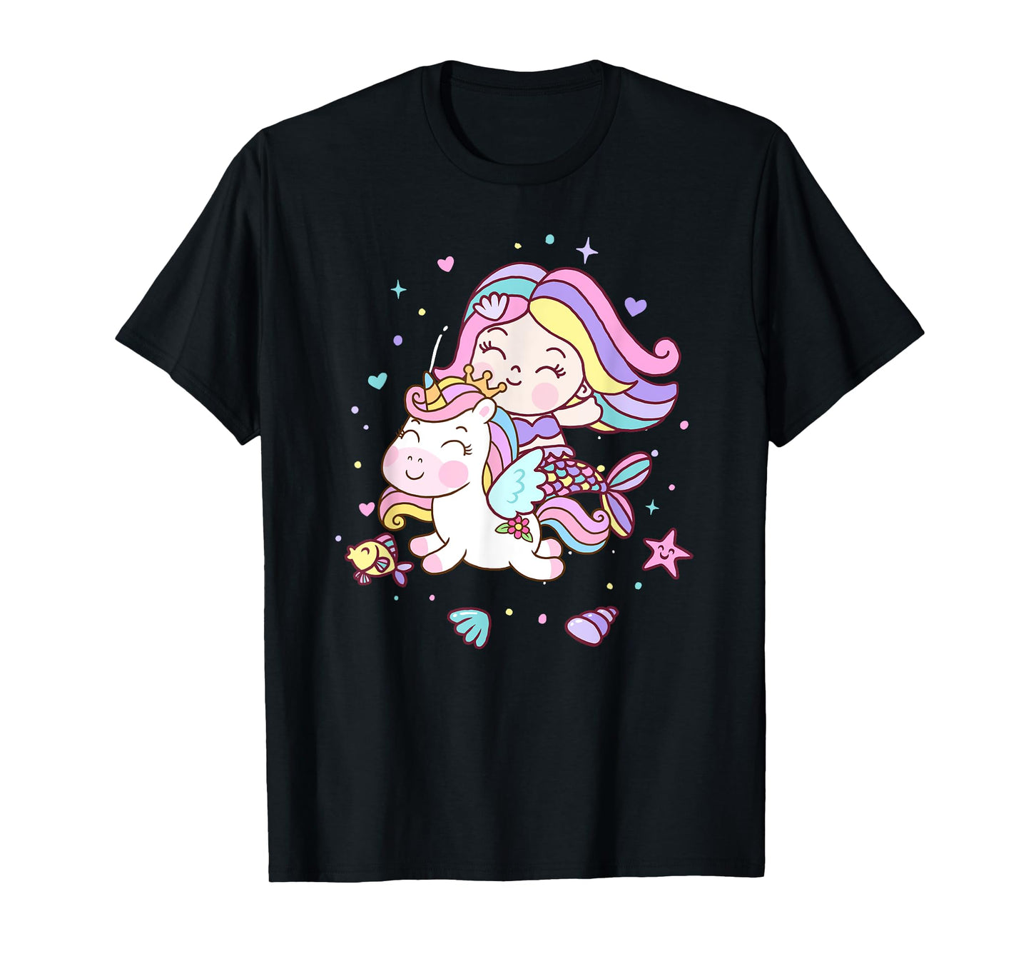 Unicorn kisses Mermaid wishes | Birthday Girl T-Shirt