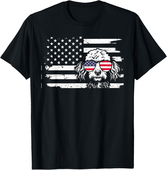 Goldendoodle Dog American Flag 4th of July Patriotic Gift T-Shirt