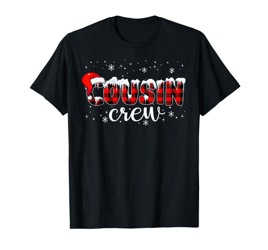 Cousin Crew Plaid Buffalo Merry Christmas Xmas Santa Pajamas T-Shirt
