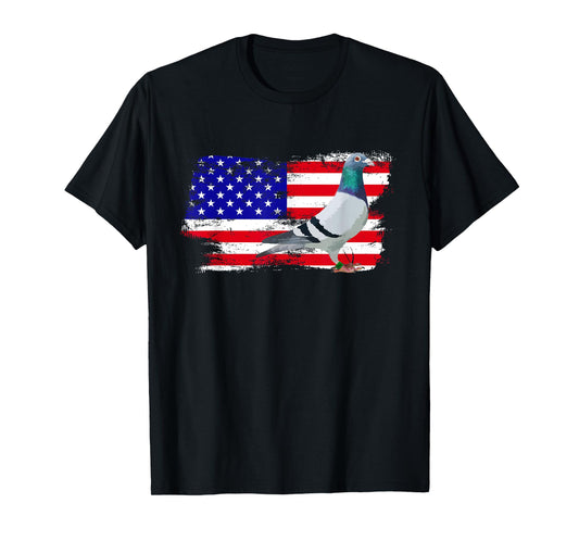 Vintage Pigeon Bird 4th of July USA flag Father's Day Pigeon T-Shirt