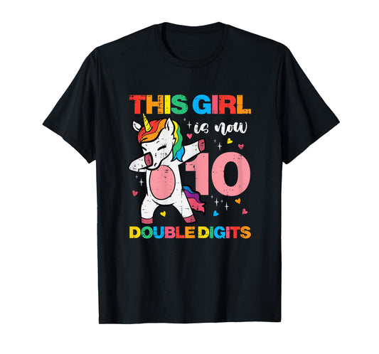 10th Birthday Unicorn Dab This Girl 10 Years Old Bday Party T-Shirt