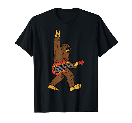 Rocker Bigfoot Sasquatch Guitar Rocknroll Rock Boys Kids Men T-Shirt