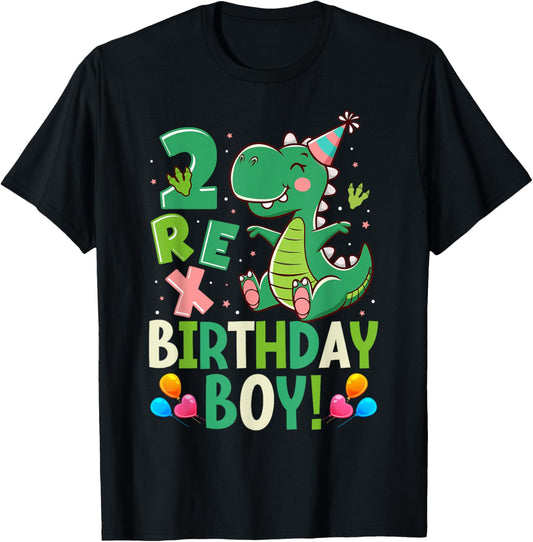 Two Rex 2nd Birthday Second Dinosaur 2 Year Old T-Shirt