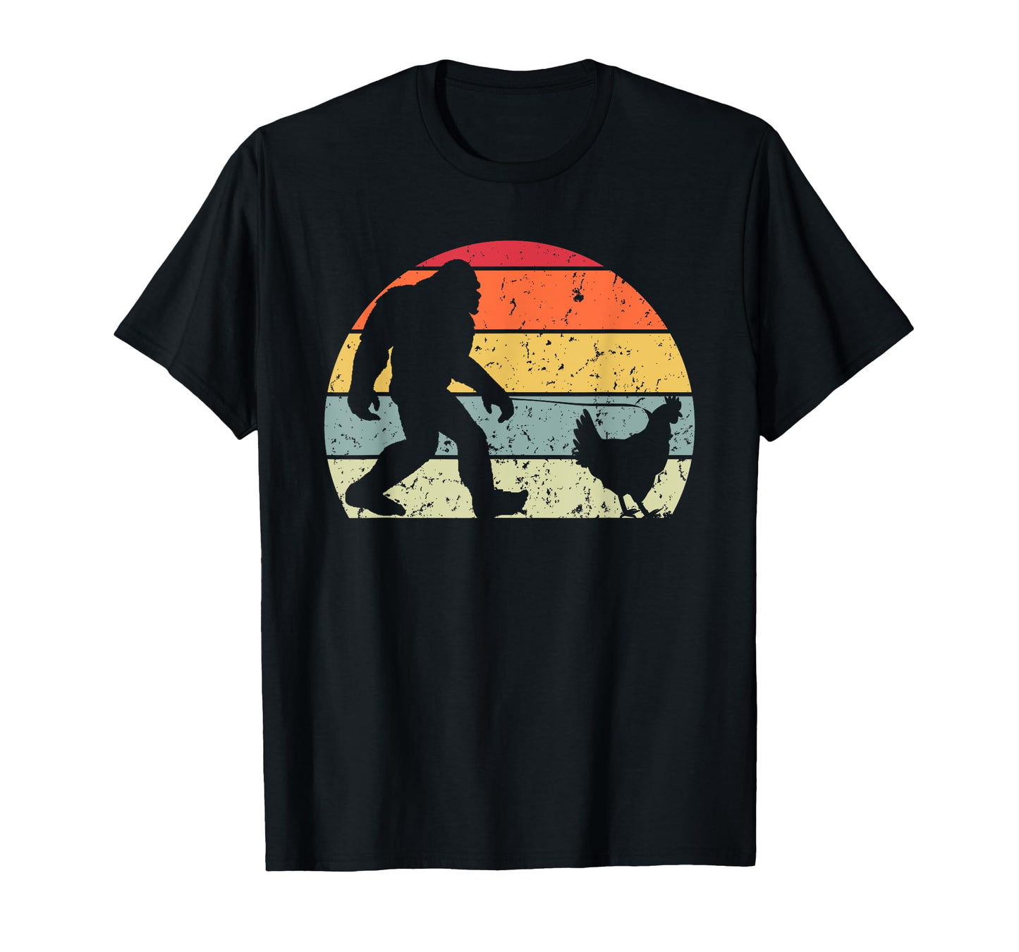 Funny Yeti Retro Vintage Sasquatch Bigfoot Walking Chicken T-Shirt