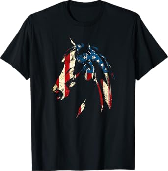 American Flag Horseback Riding Apparel - Horse T-Shirt