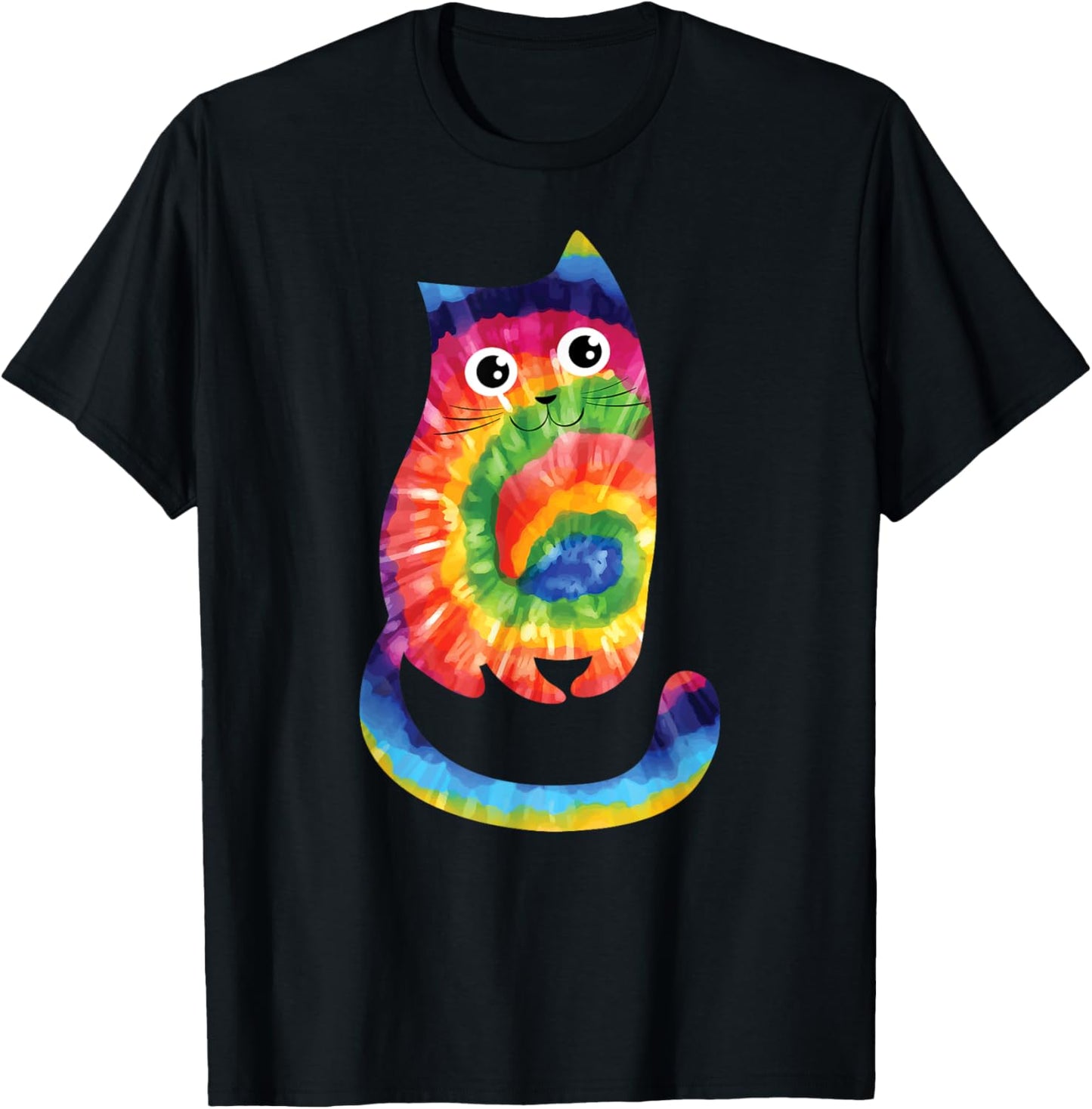 Cat Ocean Tie Dye Women Men Hippie Rainbow 70s Hippy Funny T-Shirt
