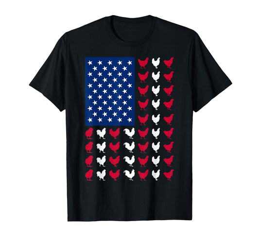 4th of July Chicken Lovers Funny USA American Flag Patriotic T-Shirt