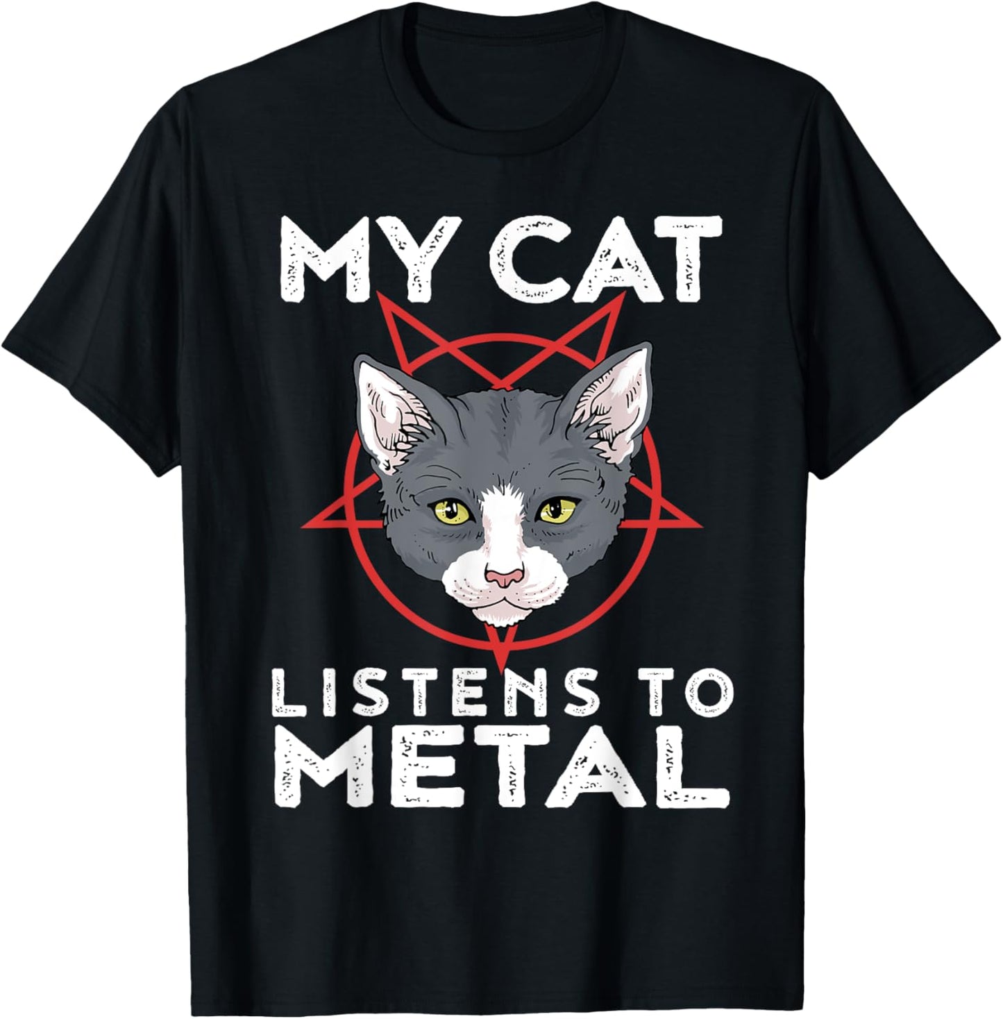 My Cat Listens To Metal Tshirt Funny Metal Cat Shirt T-Shirt
