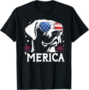 Labrador Retriever 4th Of July Merica Patriotic Dog Tee Men Women Kids T-Shirt