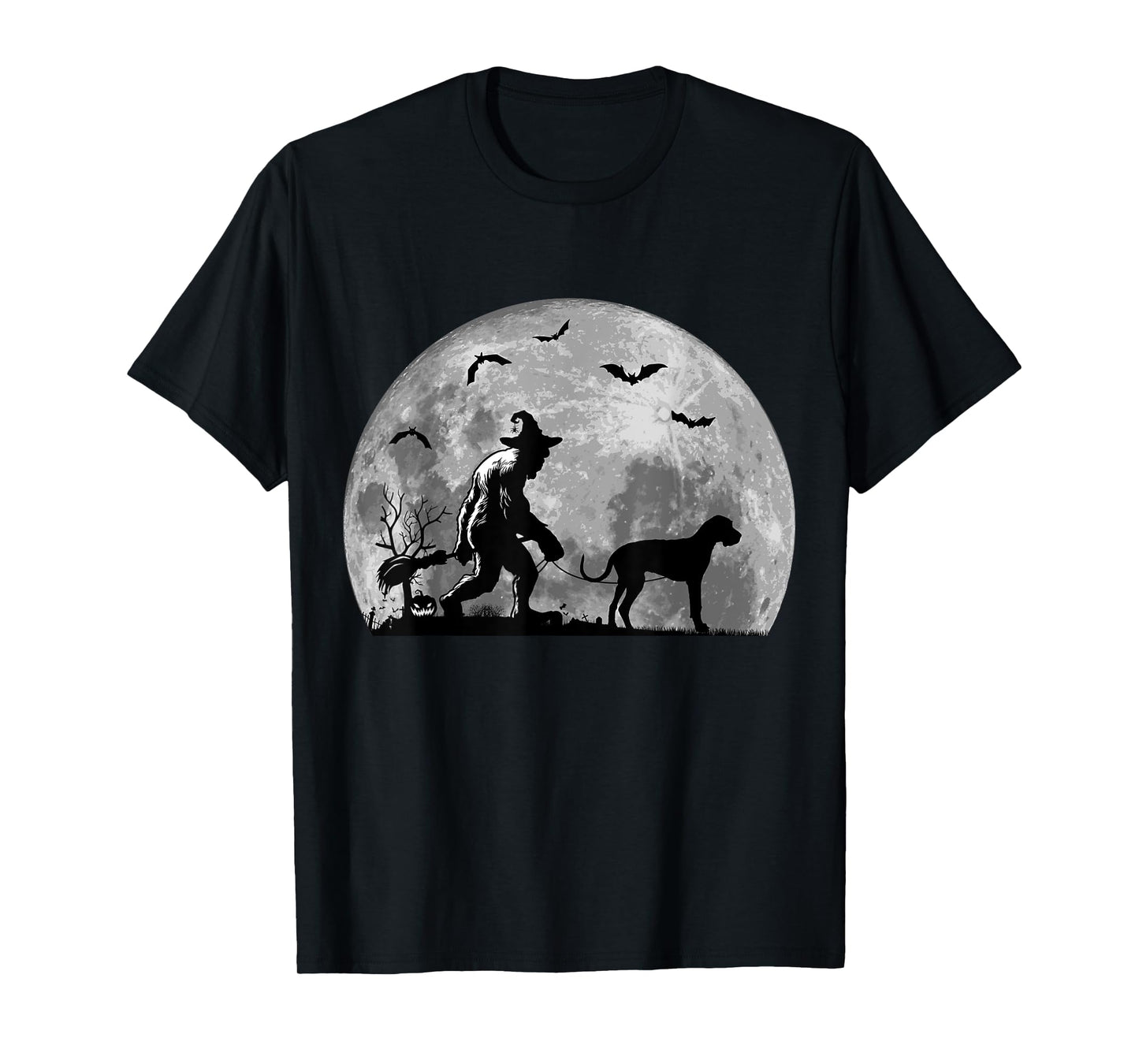 Bigfoot Walking Great Dane Dog Sasquatch Halloween T-Shirt