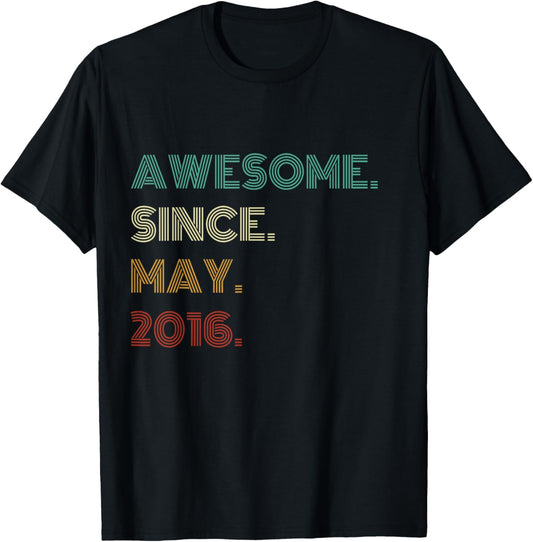 9 Years Old Awesome Since May 2016 9th Birthday T-Shirt