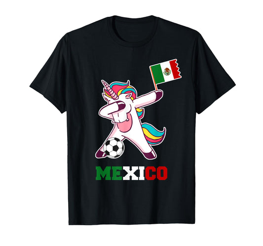 Mexico Soccer Shirt Dabbing Unicorn Mexican Flag T-Shirt