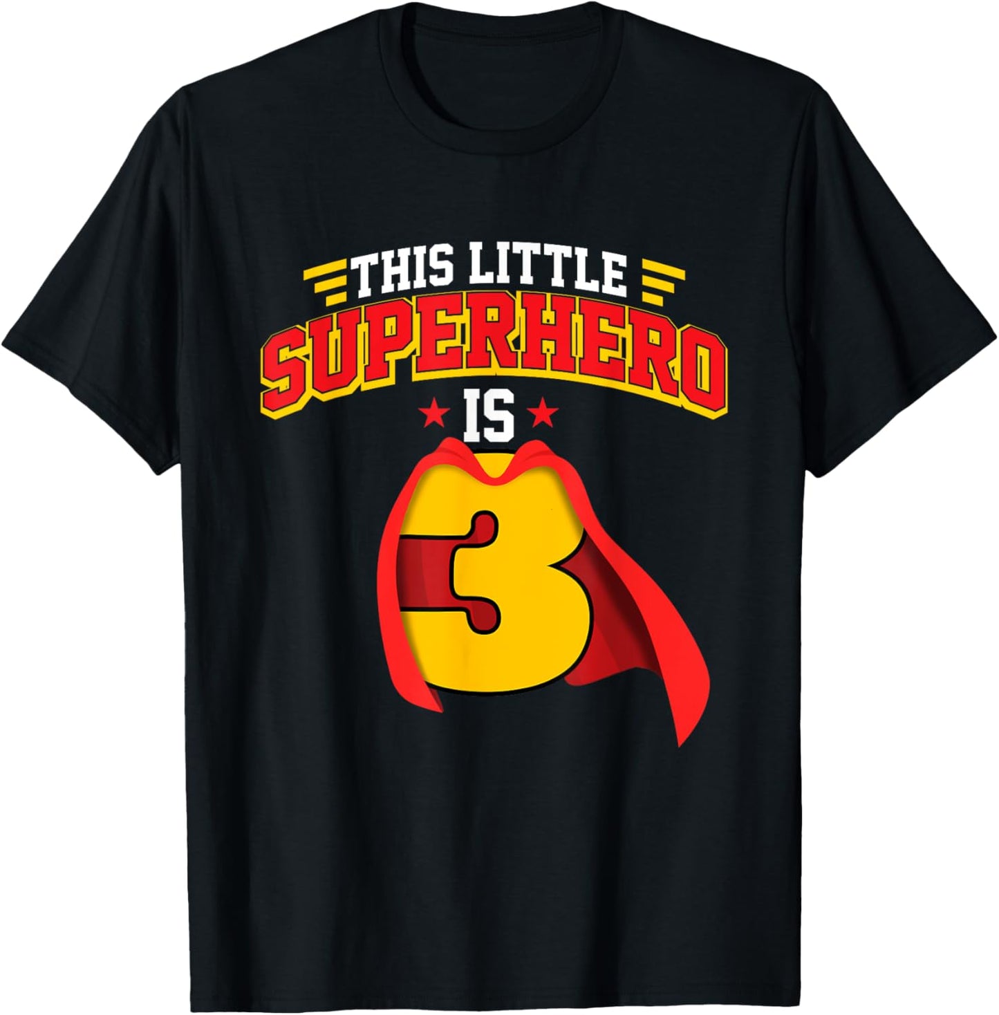 3rd Birthday This Little Superhero Is 3 Years Old Bday T-Shirt