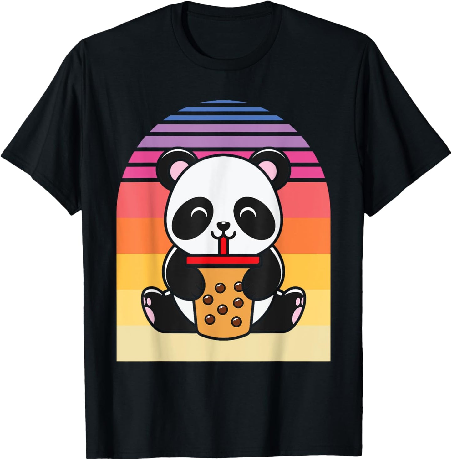 Retro Bubble Tea Boba Drink - Cute Kawaii Panda Bear T-Shirt
