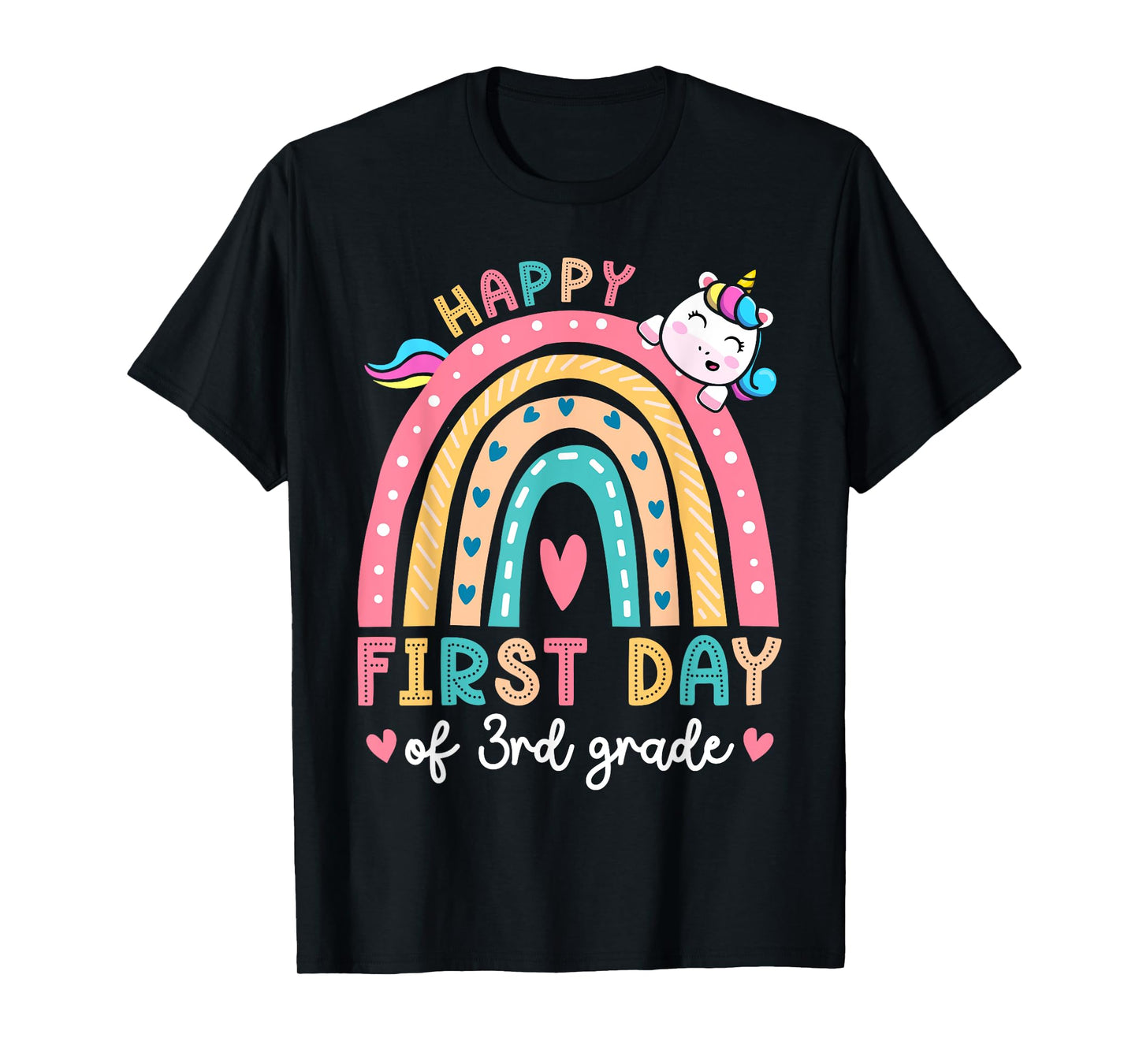 Happy First Day Of 3rd Grade Unicorn Girls Back To School T-Shirt
