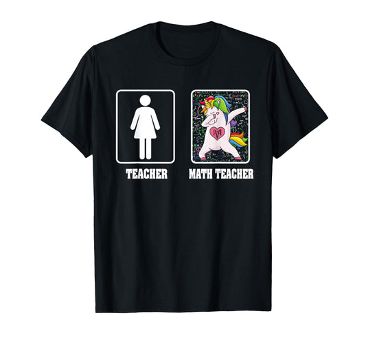 Woman Math Teacher Unicorn Dabbing Style Funny Mathematics T-Shirt