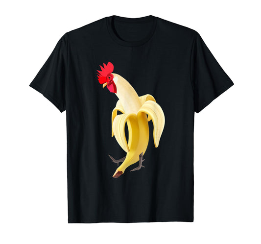 Funny Rooster Cockerel Chicken In Banana T-Shirt