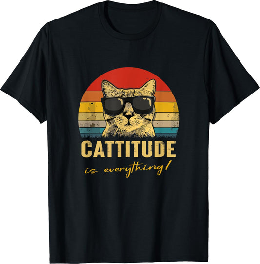 Cattitude Is Everything Cat Lover Saying Cat Mom T-Shirt