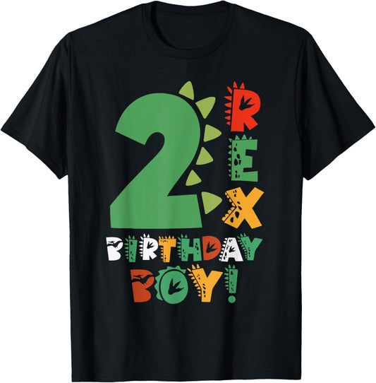 2 Rex Birthday Boy Dinosaur Party Outfit Youth Kids T-Shirt