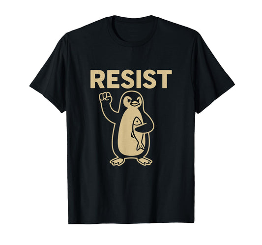 Funny Vintage Resist Penguin Activism Graphic Design T-Shirt