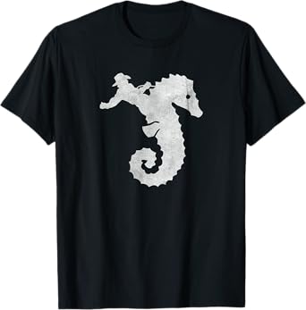 Cowboy Riding an Ocean Sea Horse Distressed T-Shirt