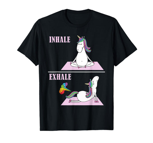 Unicorn Yoga Inhale Exhale Fart Funny T-Shirt