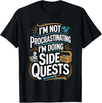 RPG Gamer Apparel for Quest Lovers Unisex-Adult Black Modern Classic T-Shirt Small Short Sleeve Crew Neck Humorous Gaming Graphic Lightweight