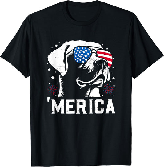 Patriotic Labrador Retriever Dog Merica US Flag 4Th Of July T-Shirt