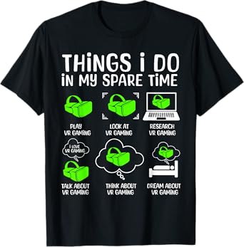 Virtual Reality VR For Men Boys Gaming Gamer Headset T-Shirt