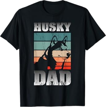 Pet Owner Men Husky Dad Fathers Day Dog Animal Retro Husky T-Shirt