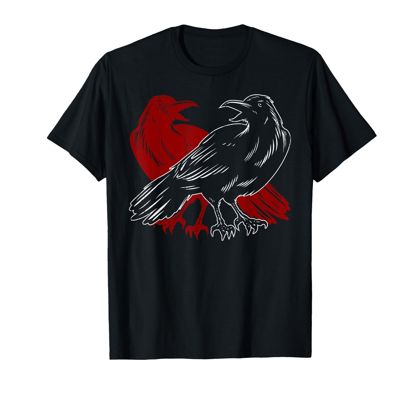 Red Raven Spooky Gothic Animal Forest Bird Black Crow T-Shirt