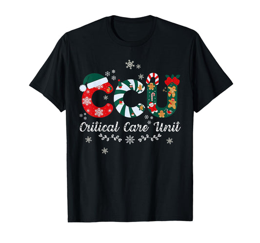 Funny CCU Nurse Christmas Critical Care Unit Xmas Girl Nurse T-Shirt