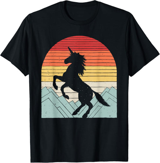 Catch Some Rays Vintage Retro Unicorn Silhouette T-Shirt - Black, Unisex-Adults, Small, Classic Fit, Short Sleeve, Crew Neck, T-Shirt