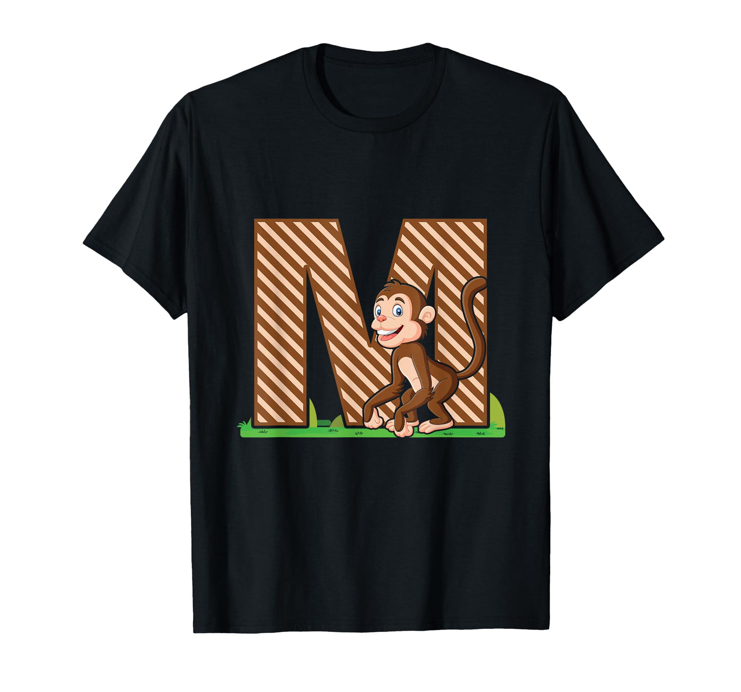 Letter M Monkey Alphabet Last Name Consonant Initials Animal T-Shirt