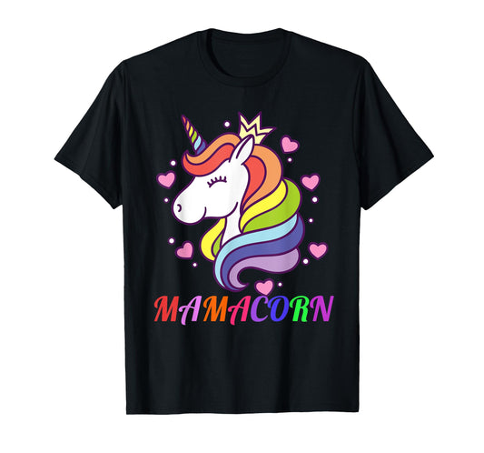 Cute Mamacorn Unicorn Mom Birthday Outfit Rainbow Colors T-Shirt