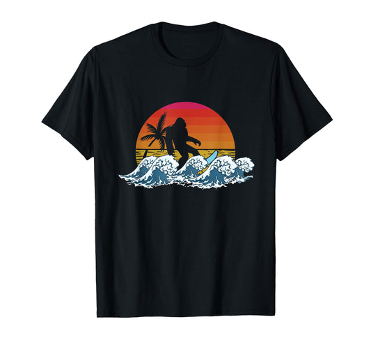 Retro Yeti Sasquatch Bigfoot Surfer | Surfing Summer T-Shirt