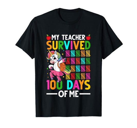 Kids My Teacher Survived 100 Days of Me 100th Day Of School Girls T-Shirt