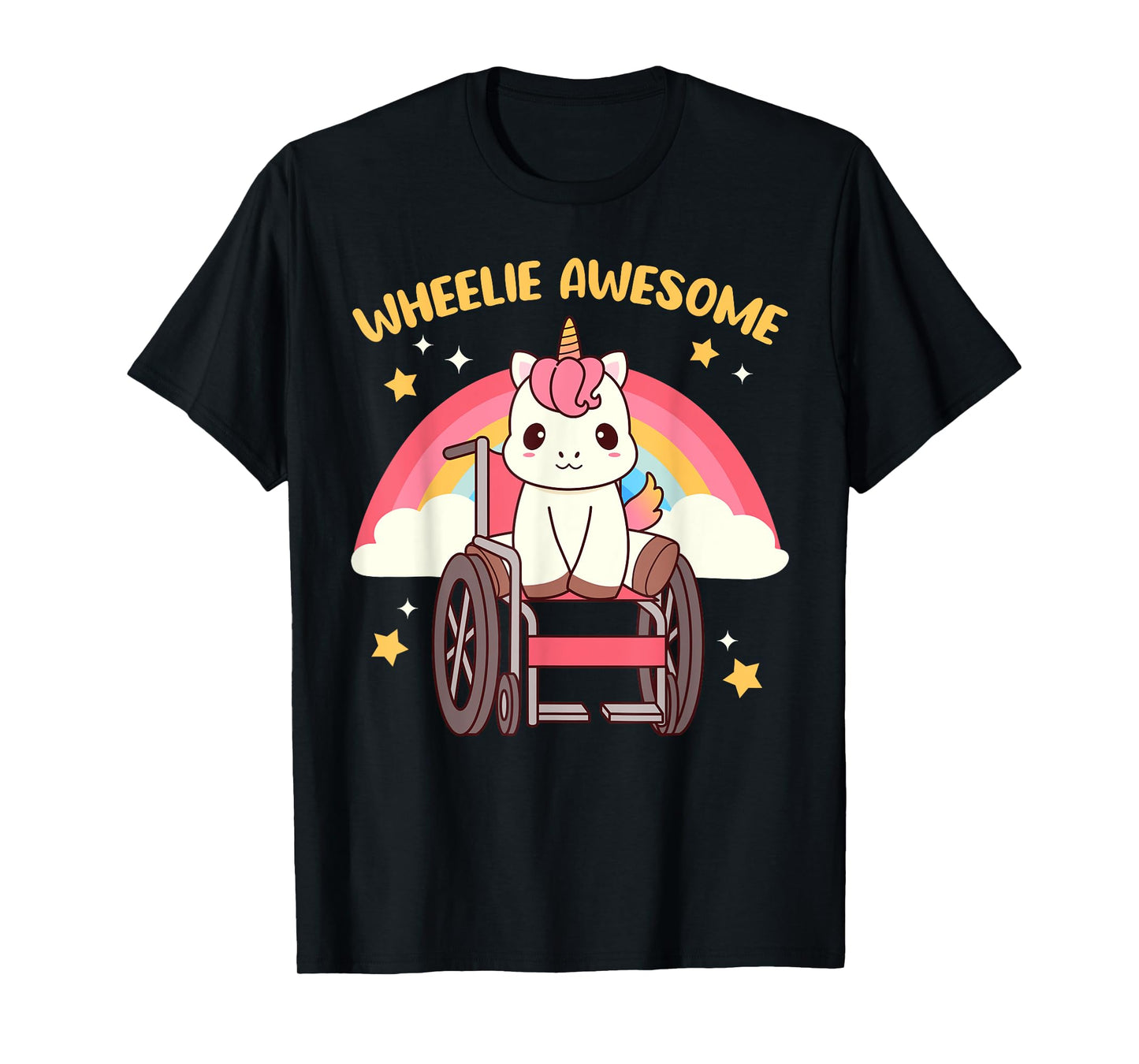 Handicap Wheelchair Designs For Girls And Women - Cute Kawaii Unicorn In A Wheelchair - Handicap Awareness Unicorn T-Shirt - Women's Black Short Sleeve T-Shirt - Small