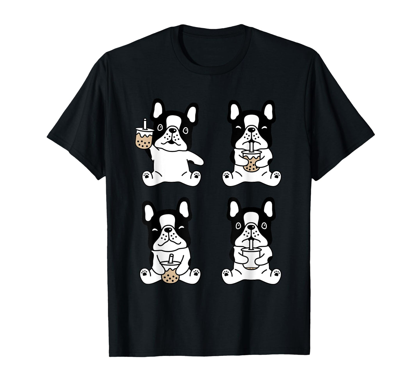 Kawaii French bulldog Bubble Tea Frenchie Dog Drink Boba Tea T-Shirt
