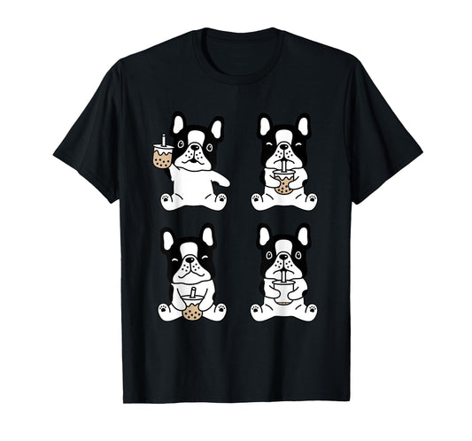 Kawaii French bulldog Bubble Tea Frenchie Dog Drink Boba Tea T-Shirt