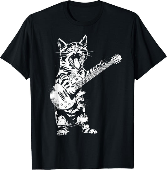 Cat Rocker Funny Kitty Plays Guitar Rockstar Cats Guitarist T-Shirt