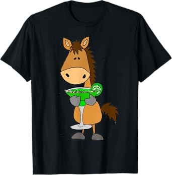 Smilenowtees Funny Horse Drinking Margarita T-shirt T-Shirt