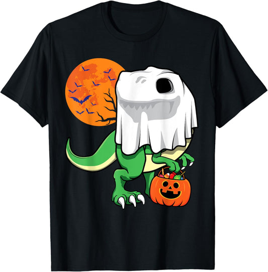 Halloween Shirts for Boys Men Dinosaur T Rex Ghost Pumpkin T-Shirt