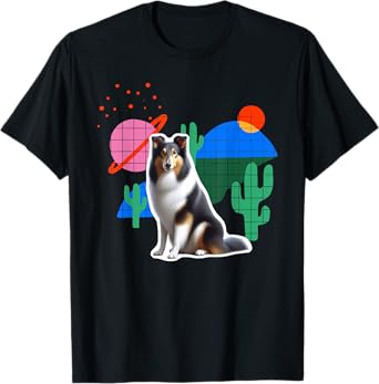 Collie Desert Design Dog T-Shirt for Men Women Kids