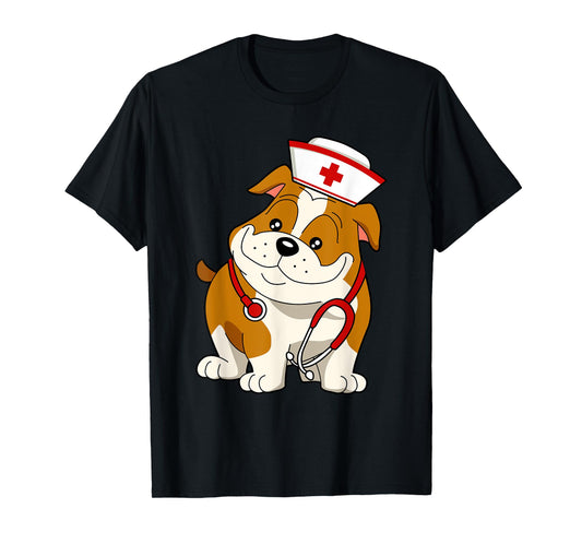 Bulldog Dog Nurse appreciation International Nurse Day Men Women Kids T-Shirt